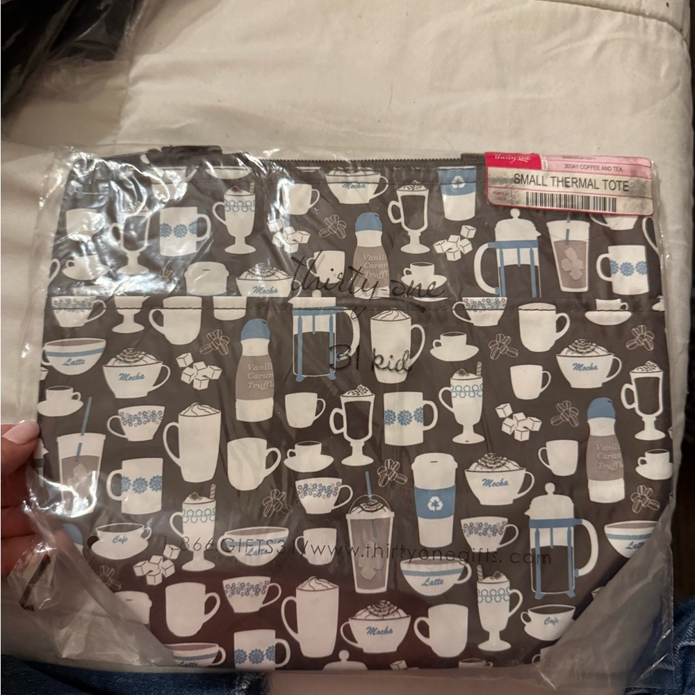 Thirty-One Small Thermal Tote - Brown and Blue